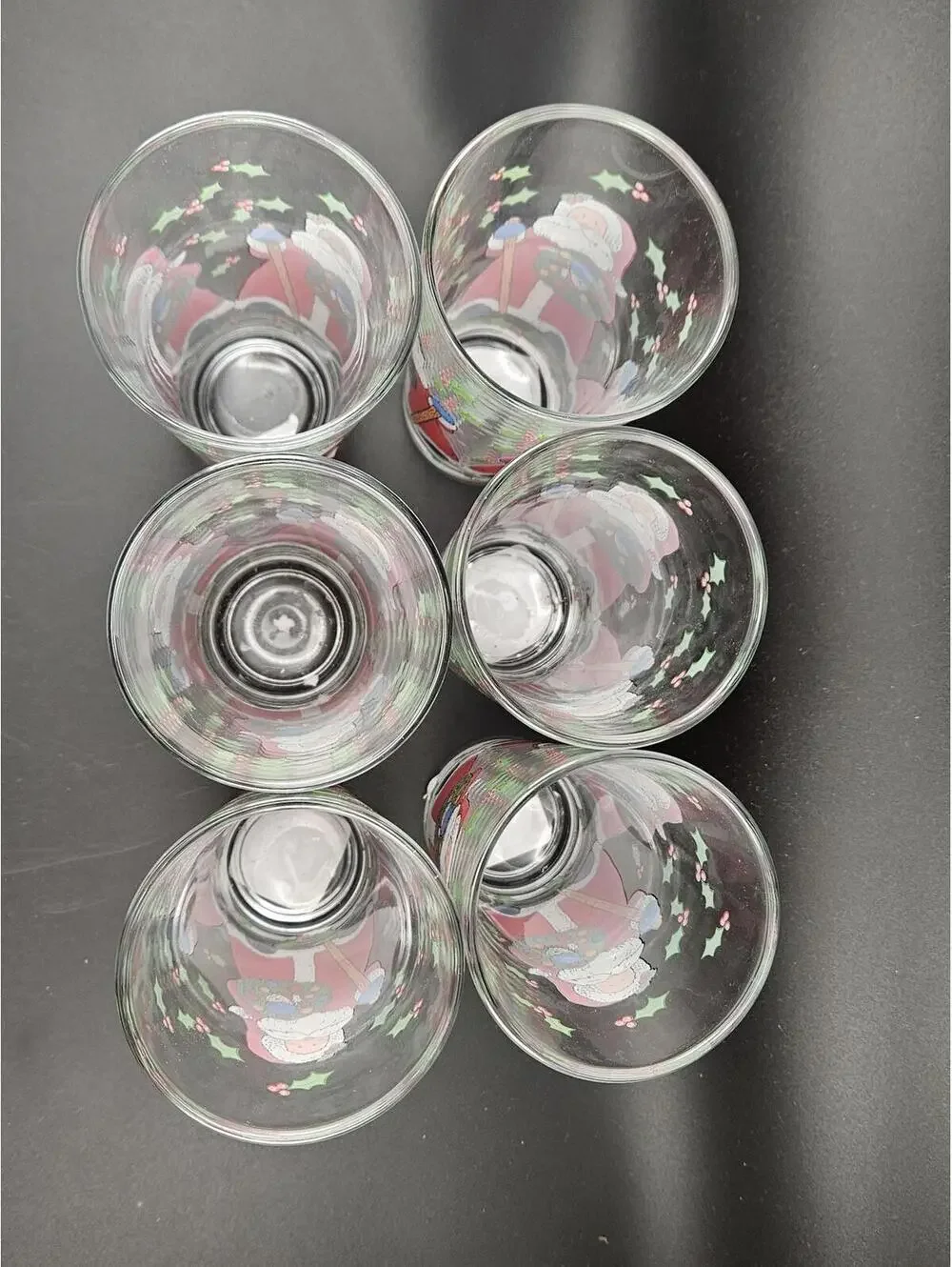 Vintage Christmas Santa Claus Tumblers Set of 6 KIG Glass Indonesia